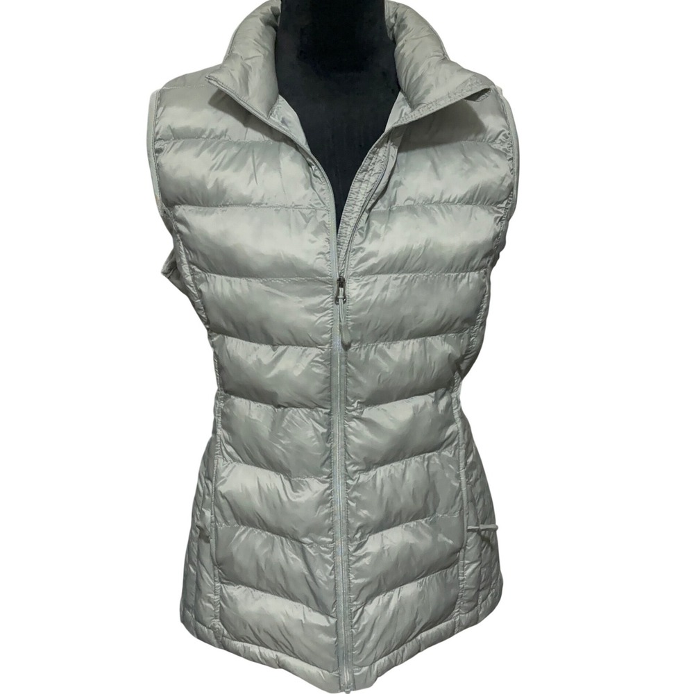 32 Degrees Heat Womens Light Gray Puffer Vest Size Large Full Zip Sleeveless